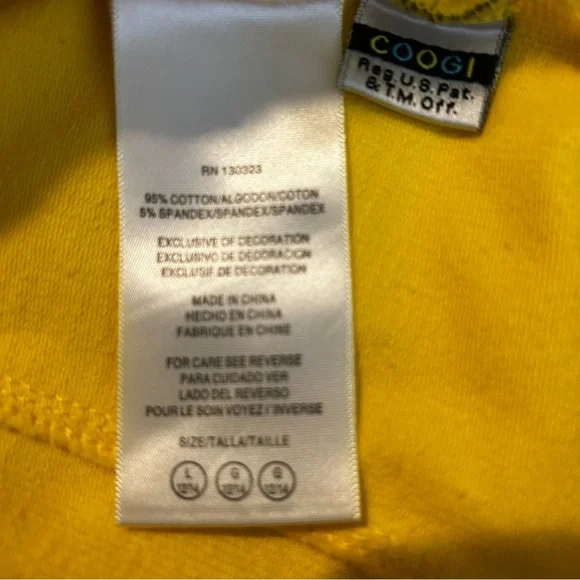 COOGI Girls Yellow Sweatshirt Fitted Zip Hoodie Striped Accents Size 12-14 - Picture 6 of 14